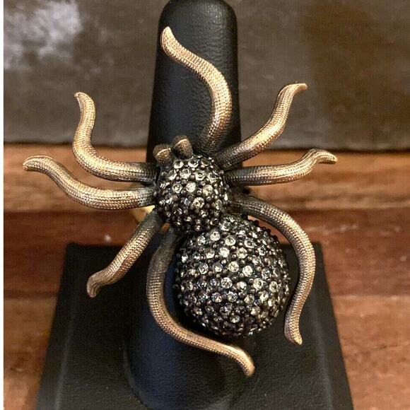 RARE 90s Linda Levinson Matte Gold, Crystal & GARNET Ring, Fall Jewelry, Vintage - Picture 2 of 12